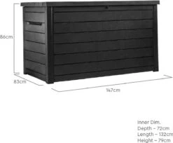 Keter Ontario Opbergbox - 870L - 147x83x86cm - Grafiet -Camping Series Winkel 1200x990