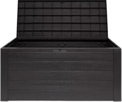 Merkloos Woody Tuin Opbergbox - 324 Liter 45x120x60 Cm - Tuinkussenbox - Antraciet/bruin -Camping Series Winkel 1200x996