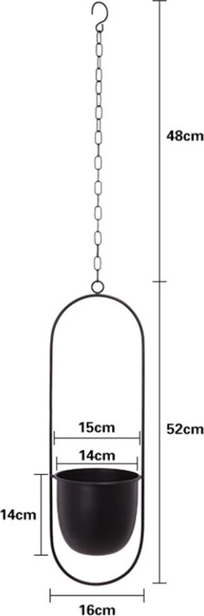 Be-Inspired® Hangende Bloempot Ovaal - Bloempot Binnen - Voor Hangplant – Plant Bloem Pot Met Opknoping – Plantenhanger - Plantenbak - Industrieel – Scandinavisch - Metaal - Zwart 8 Be-Inspired® Hangende Bloempot Ovaal - Bloempot Binnen - Voor Hangplant – Plant Bloem Pot Met Opknoping – Plantenhanger - Plantenbak - Industrieel – Scandinavisch - Metaal - Zwart - Afbeelding 6