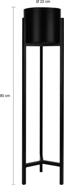 QUVIO Plantenstandaard Inclusief Pot - Staande Plantenbak - Metaal - Plantenbak - Plantenhouders - Planten Zuilen - Voor Buiten - Bloempot - 22 X 22 X 90 Cm - Zwart -Camping Series Winkel 420x1200