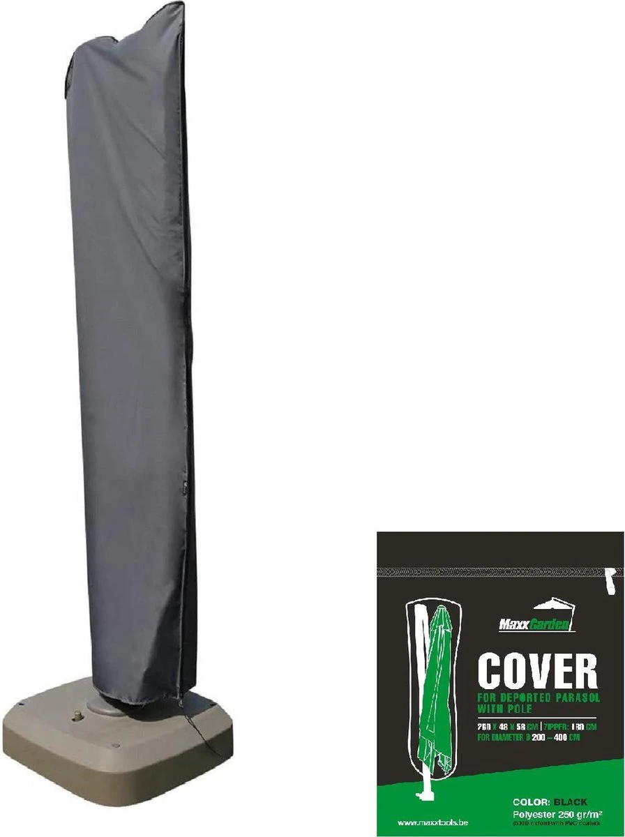 MaxxGarden Parasolhoes - Afdekhoes Voor Zweefparasol - Beschermhoes - 200-400 Cm - Met Rits En Trekkoord - Zwart 5 MaxxGarden Parasolhoes - Afdekhoes Voor Zweefparasol - Beschermhoes - 200-400 Cm - Met Rits En Trekkoord - Zwart - Afbeelding 3