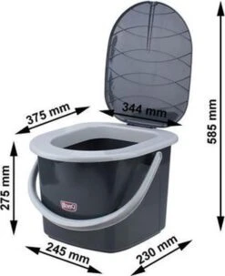 Branq Toiletemmer Draagbaar Met Deksel - 15,5L - Antraciet -Camping Series Winkel 977x1200